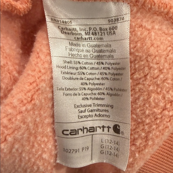 Carhartt Coral Casual Cozy Loungewear Workwear Activewear Hoodie in Size Large - Picture 5 of 9